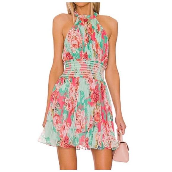 Rococo Sand Pleated Floral Mini Dress Womens Size Small NEW - Picture 1 of 13
